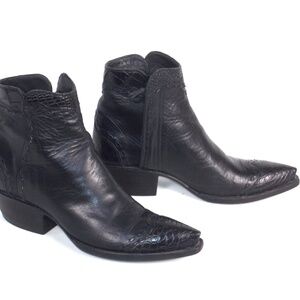 Tres Outlaws Black Cowboy Ankle Booties - Wmn's Sz 6M Alligator Zorros